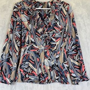 NIC+ZOE Top Size Medium Women's Abstract Multicolor Blouse